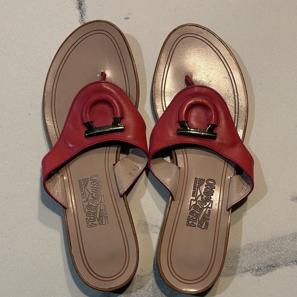 Salvatore Ferragamo Pink Slide Sandals